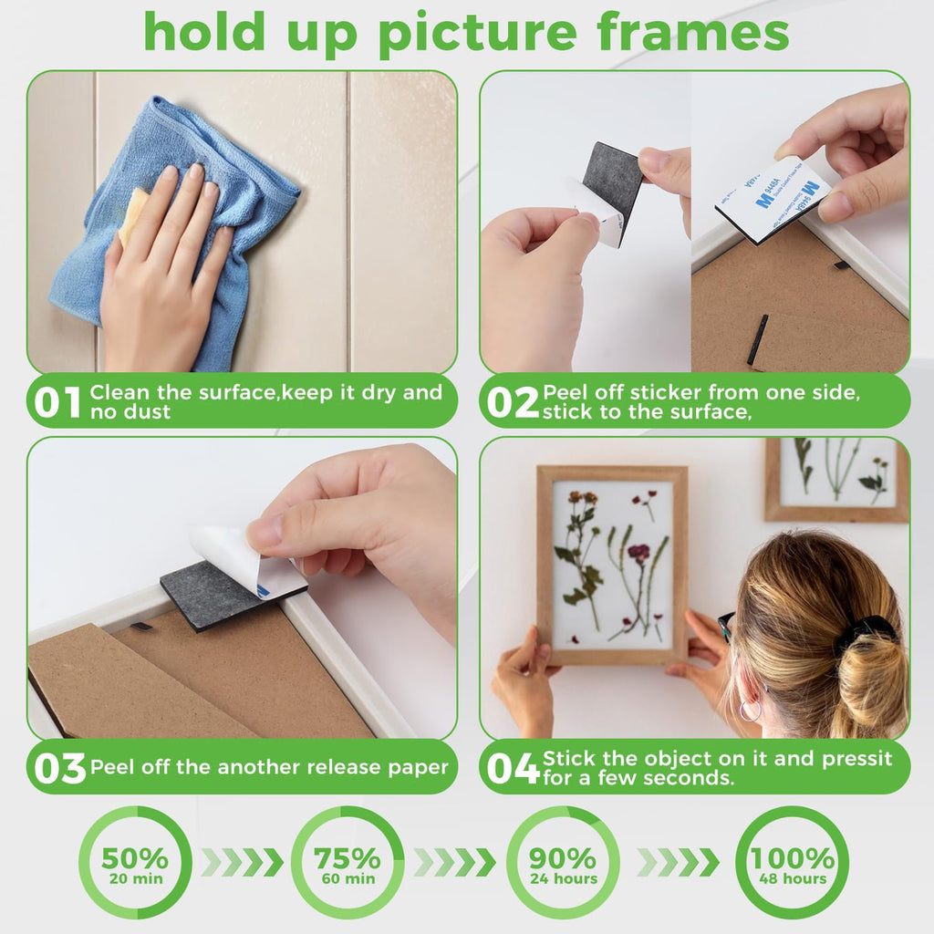 Double Sided Foam Tape Strong Pad Mounting,Black Self-Adhesive Tape Include Square Round and Rectangular(60Pcs)