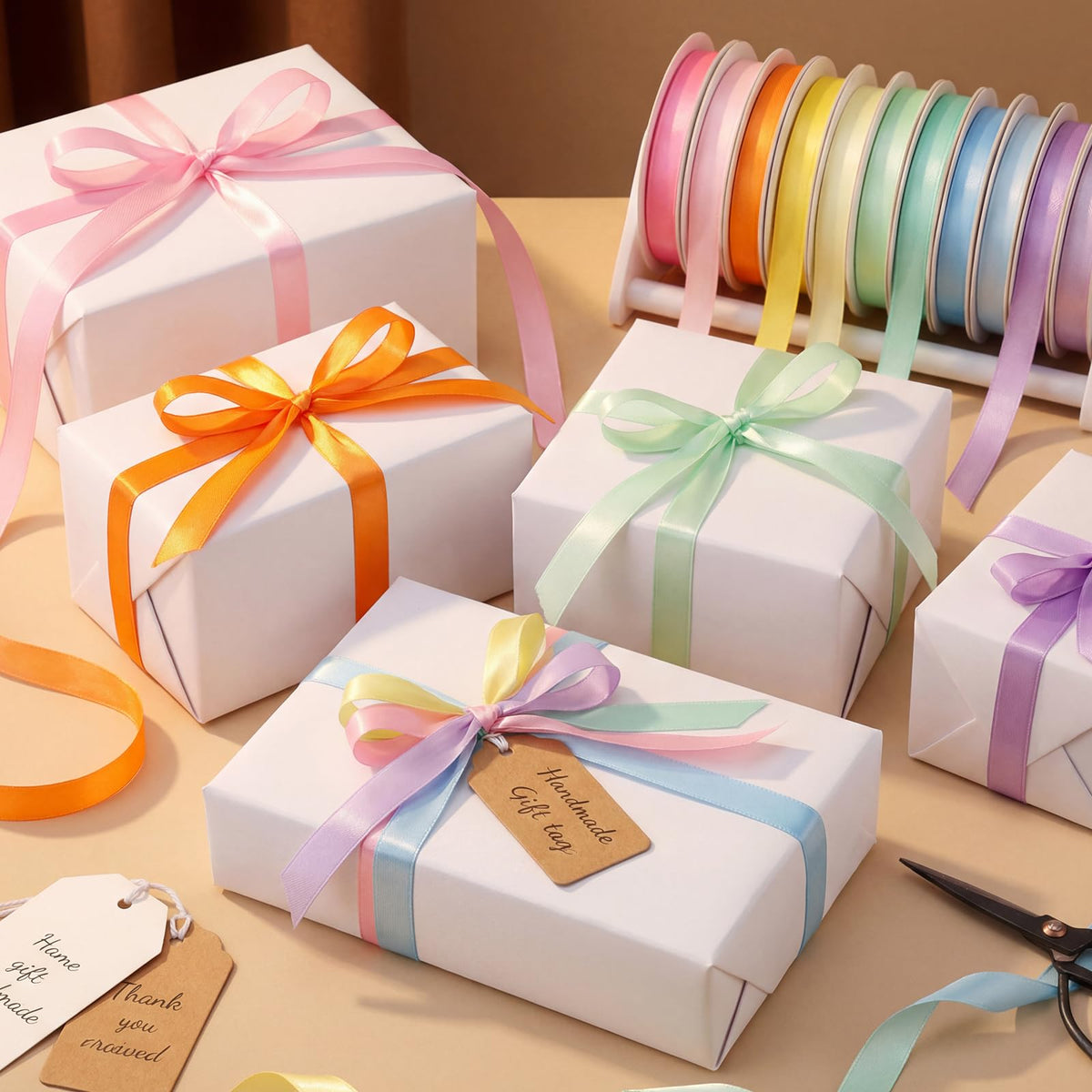 woric 120 Yards Rainbow Ribbon 12 Colors 3/8" x 10 Yards/Roll