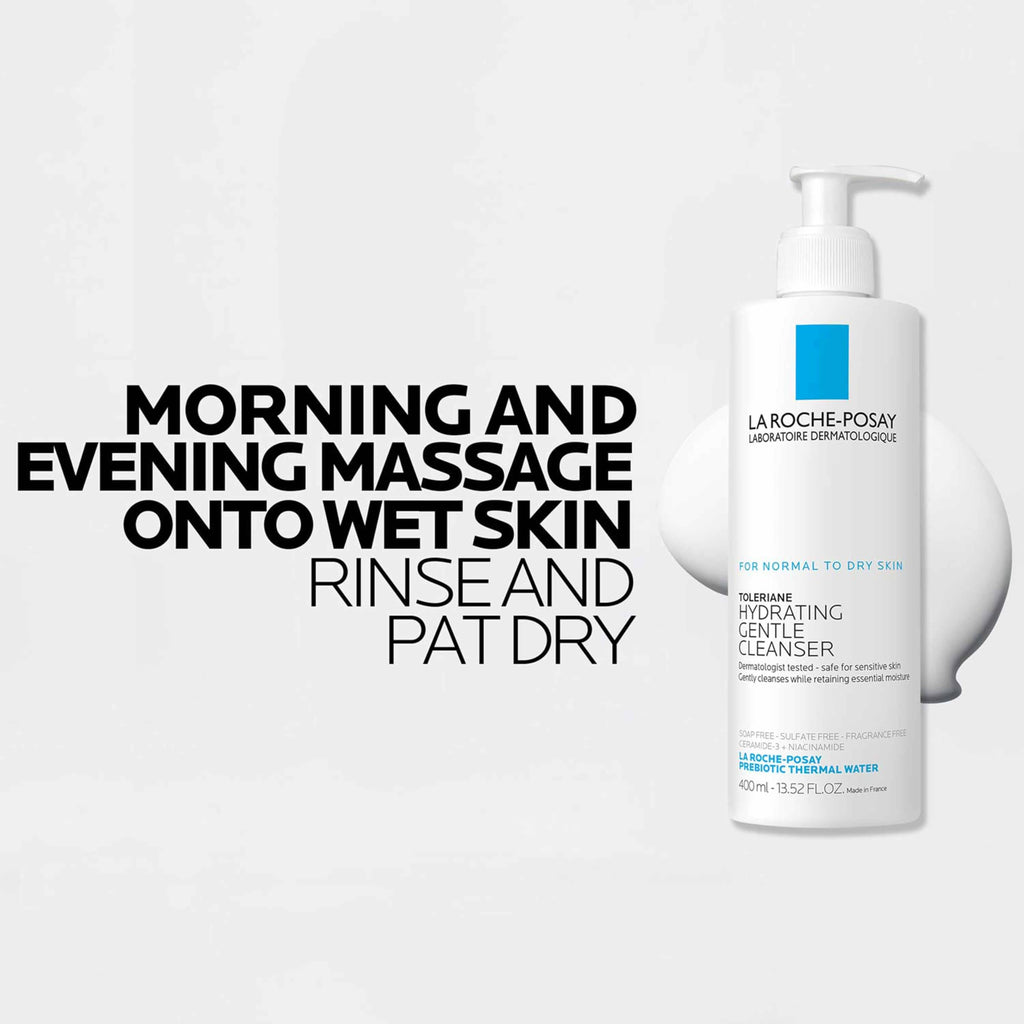 La Roche-Posay Toleriane Hydrating Gentle Facial Cleanser, 13.52oz | Face cleanser with niacinamide & ceramides, safe for sensitive skin. Daily face wash for normal to dry skin, fragrance free.