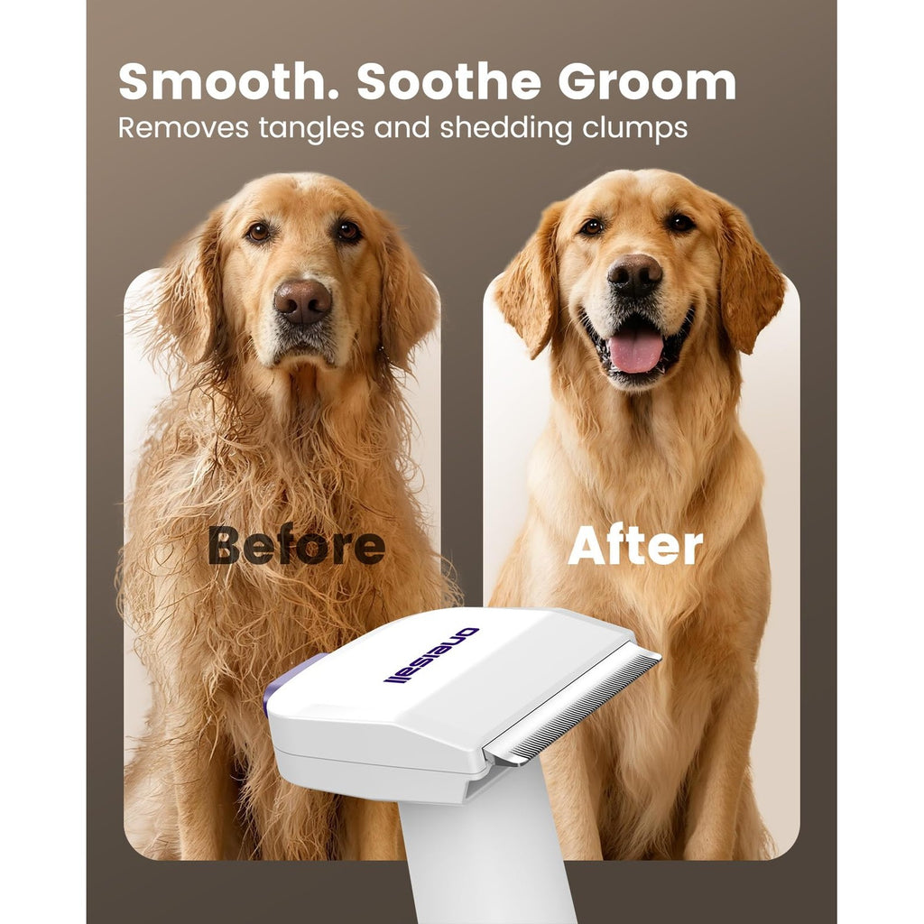 oneisall Dog Hair Vacuum Shedding Grooming Brush Kits for Pet Thick Coats