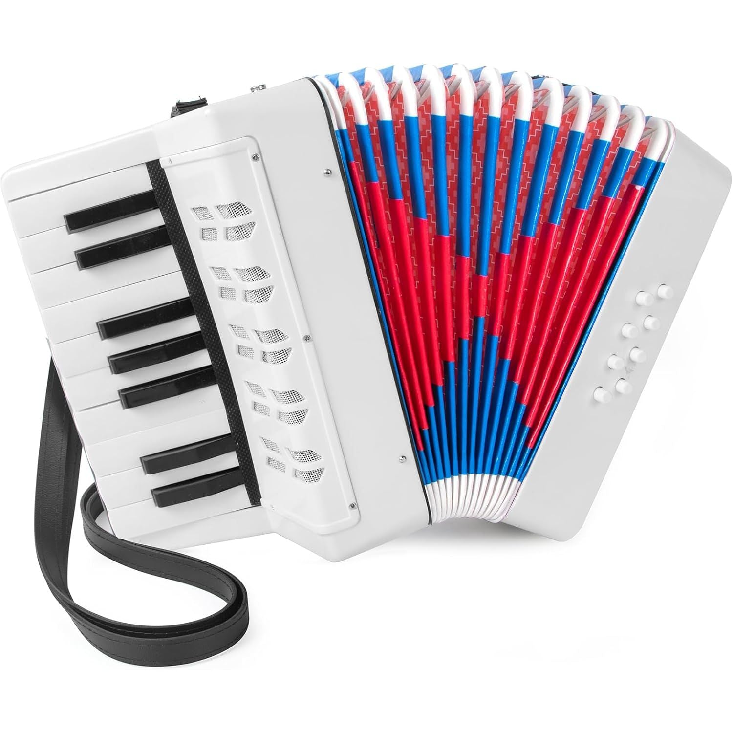 Buy now Accordion, 17 Keys Piano Accordion 8 Bass with Straps for Beginners Kids Student Educational Musical Instrument (Blue) White at indiglob india