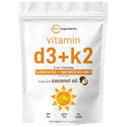 Micro Ingredients Vitamin D3 5,000 IU + K2 MK-7 100 mcg, 300 Softgels | Virgin Coconut Oil | 2-in-1 Support | Easy to Swallow, Non-GMO