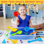 11 Pieces Sensory Bin Filler, Fine Motor Skills Handy Toys Set with 5 Scoops, Tweezers, Mini Silicone Tong, Scissors Clip, Dropper, Beach Shovels, Funnel, Sensory Bin Accessories Tools