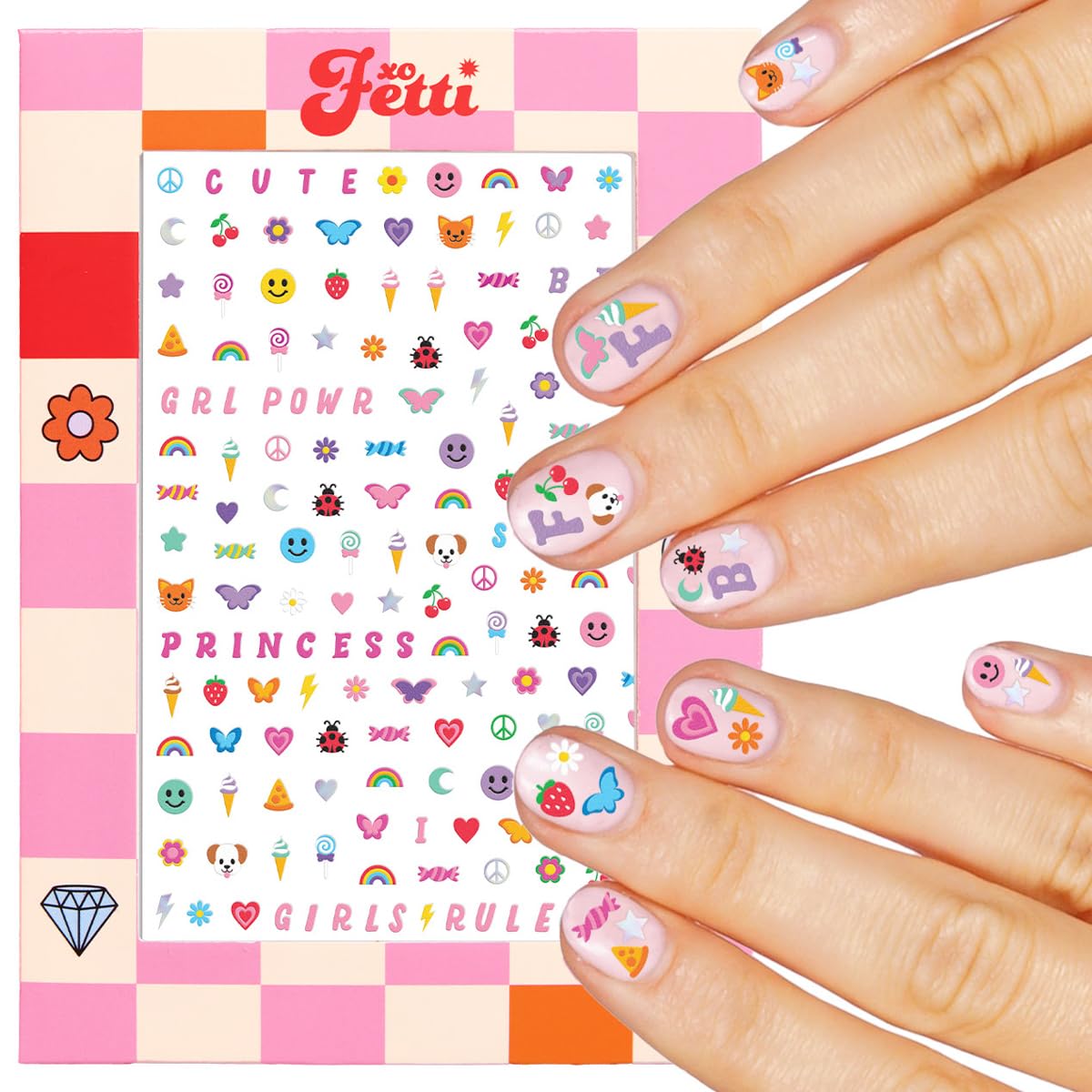 xo, Fetti 816pc Kids Nail Stickers Decals | Birthday Girl Party Favors Gift