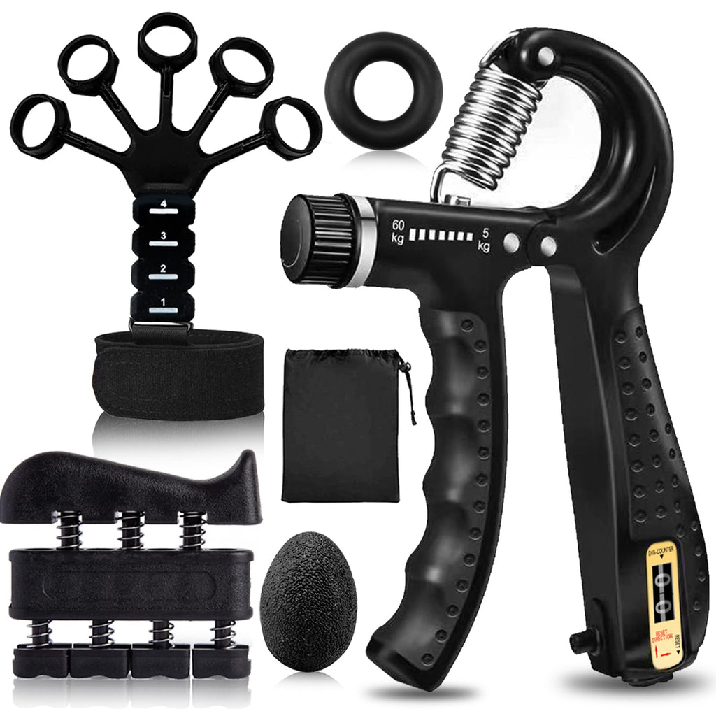 Hand Grip Strengthener Kit 5 Pack Adjustable Finger Forearm Hand Exerciser