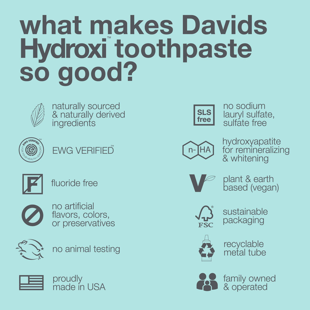 Davids Nano Hydroxyapatite Toothpaste Whitening Enamel Health Spearmint 4oz