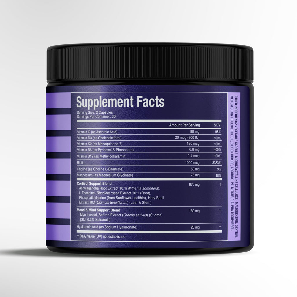 Cortisol Supplement for Women with Rhodiola Rosea, Ashwagandha, & Magnesium