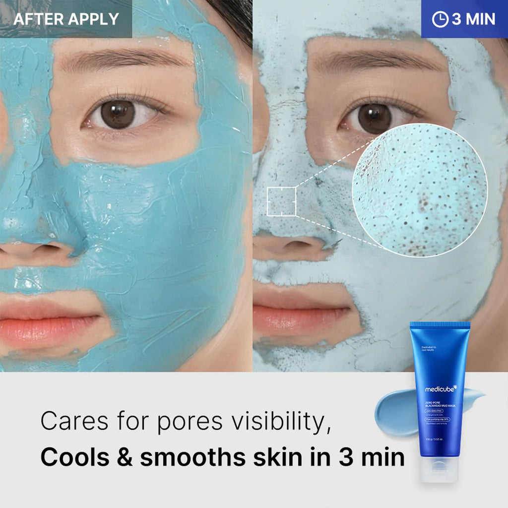 medicube Zero Pore Blackhead Mud Mask - Pore Cleansing & Gentle Exfoliating | Blackhead-Removing Clay Mask with AHA BHA PHA, Pore Minimizing & Cooling Care, 3 Min Quick Dry, Korean Skincare 3.52 oz.