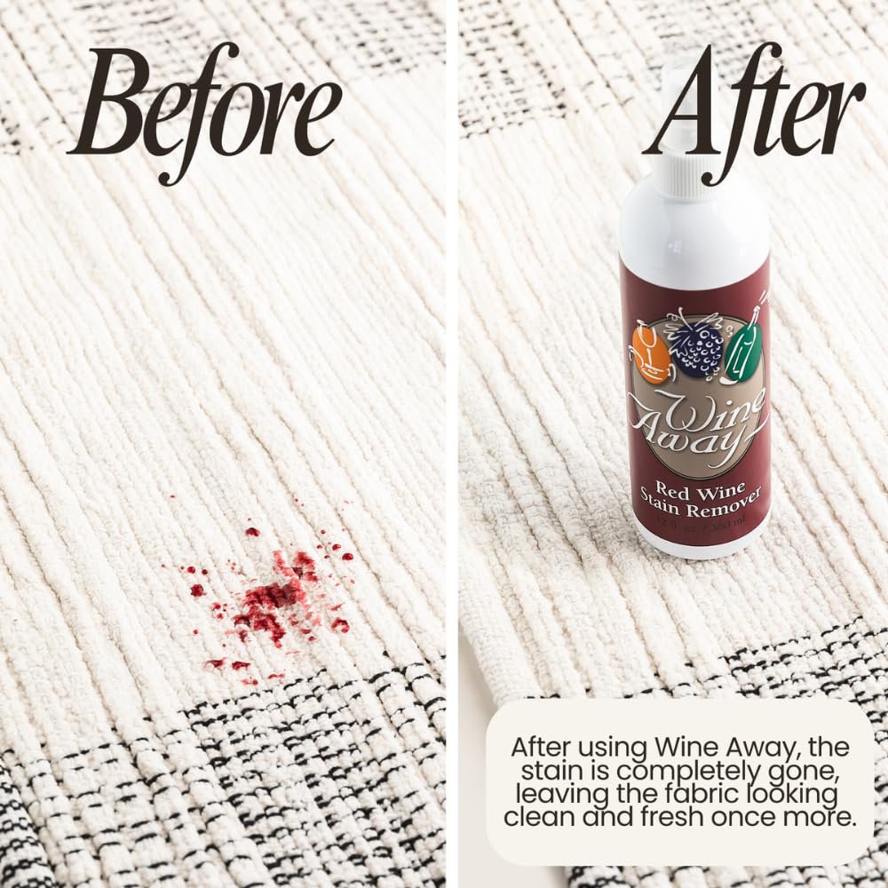 Wine Away Red Wine Stain Remover Spray Bundle, Fabric, Upholstery & Carpet Cleaner Solution, Removes Wine Spots & Laundry Stains, Fast-Acting Spot Treatment, 12oz Home & 2oz Travel Size