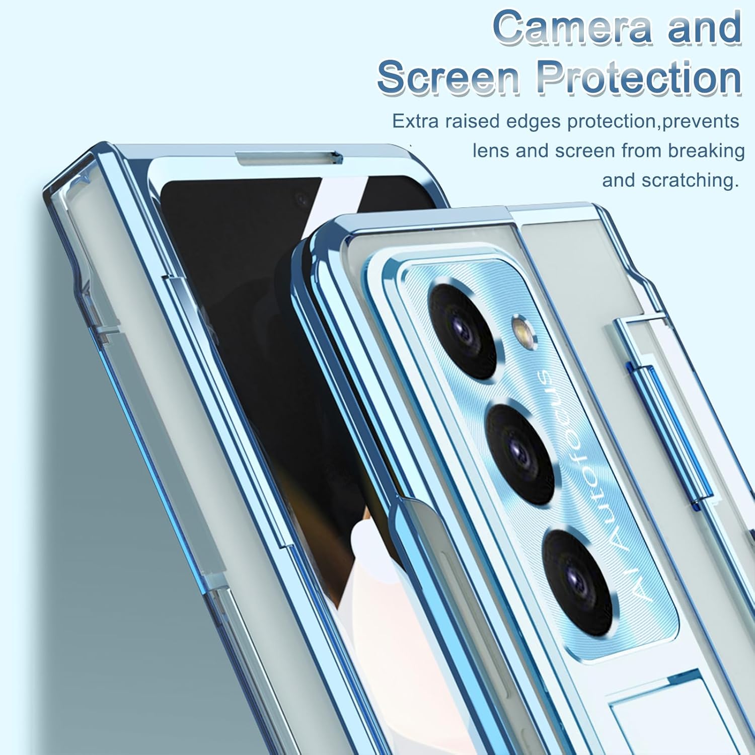 Buy now NINKI Compatible Samsung Galaxy Z Fold 5 Case with S Pen Holder & S Pen,Screen Protector Hinge Case for Samsung Z Fold 5 Case with Kickstand,Samsung Z Fold 5 5g Case Galaxy Fold 5 5g Phone Case Blue at indiglob india