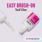 Kiss PowerFlex Nail Glue for Press Ons, Brush-On Applicator for Kits, Tips & Wraps, 0.17 oz, Ultra Hold, Fast Drying Adhesive, Instantly Repairs Cracks, Splits & Breaks, Seamless, Gap-Free Bond