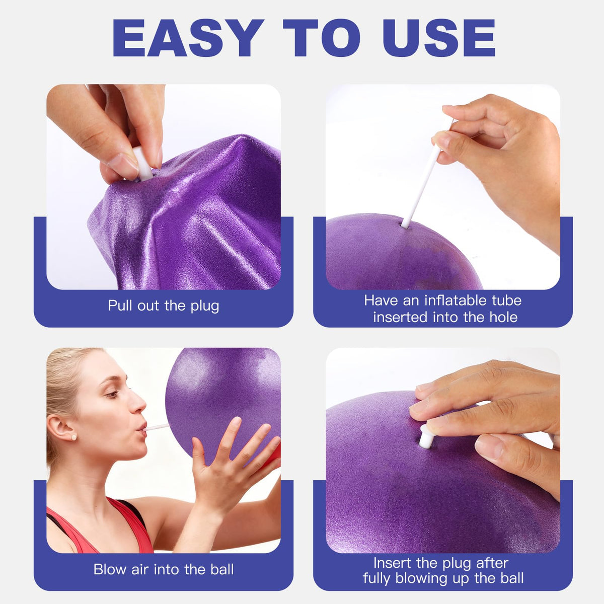 Guirnd Pilates Ball 2P, 9 Inch Workout Ball for Women Men, Small Exercise Ball with Pump for Physical Therapy, Stability, Stretching, Barre, Yoga, Core Workout at Home Gym & Office(Pink & Purple)