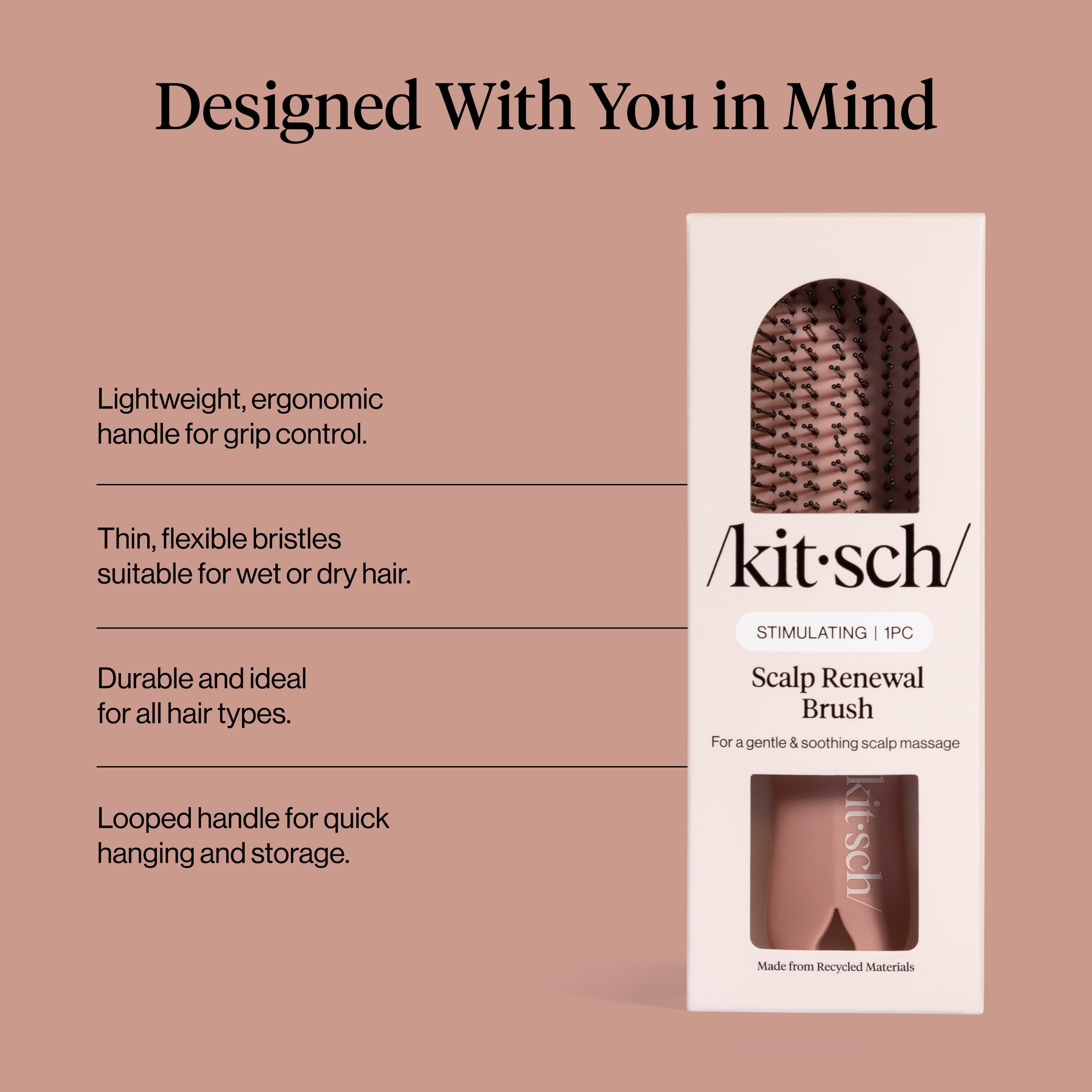 Kitsch Scalp Renewal Brush - Hairbrush Scalp Massager - Terracotta | Exfoliating Hair Brush, Gentle Head Massage Brush to Remove Buildup, Boost Circulation & Relaxing Head Scrubber for Hair Wash