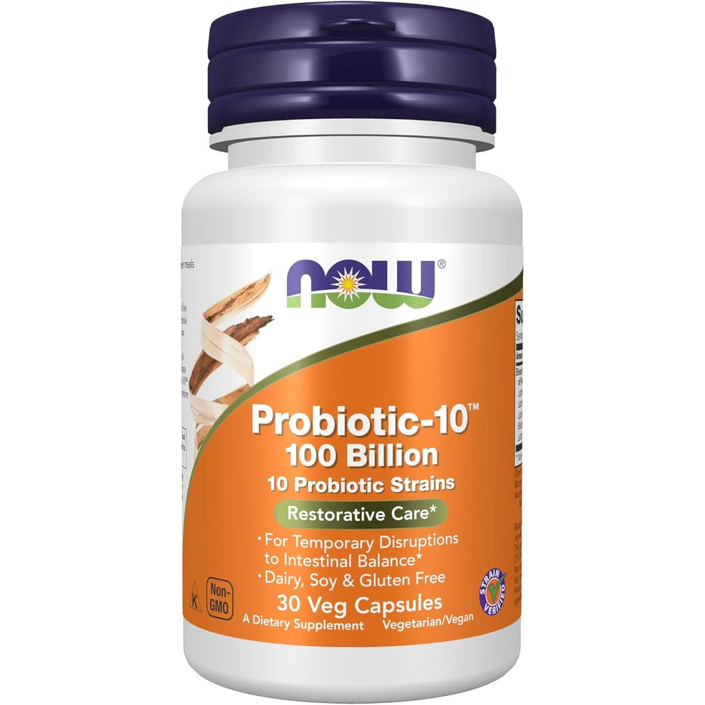 Buy now NOW Foods Supplements, Probiotic-10â„¢, 100 Billion, with 10 Probiotic Strains,Dairy, Soy and Gluten Free, Strain Verified, 30 Veg Capsules 30 Count (Pack of 1) at indiglob india