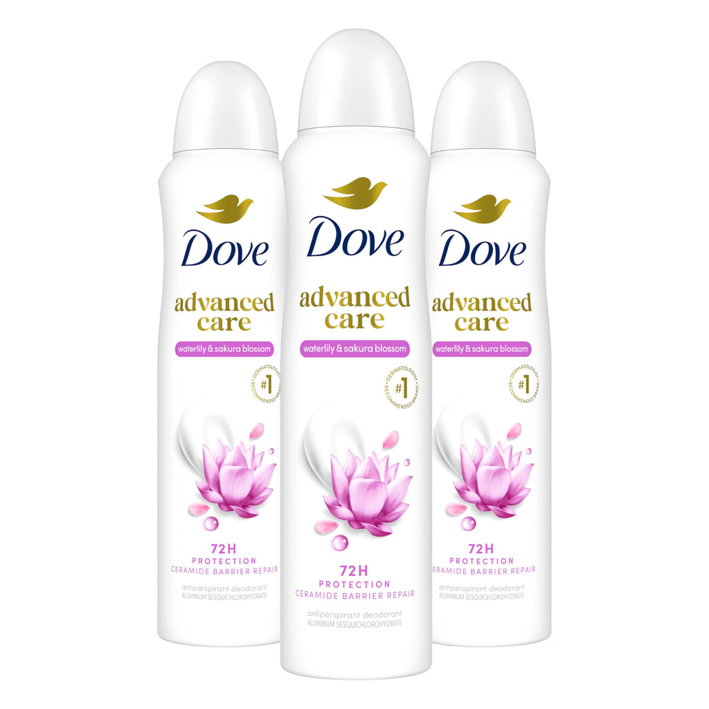 Dove Advanced Care Antiperspirant Spray Waterlily & Sakura 3.8 oz 3PK