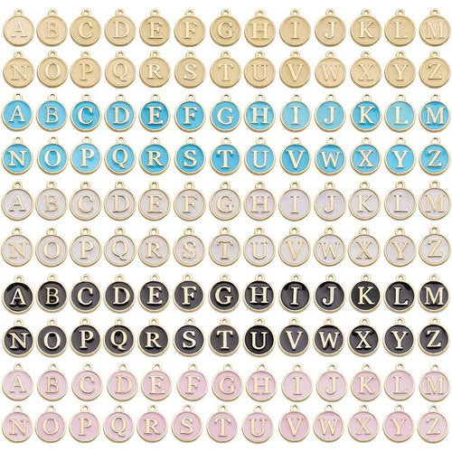 Buy now 130 Pieces Mixed 5 Color Letter Beads Enamel Metal Letter Charms Double Sided Initial Pendant A-Z Alphabet Charm for Necklace Bracelet Jewelry Making HM504 at indiglob india