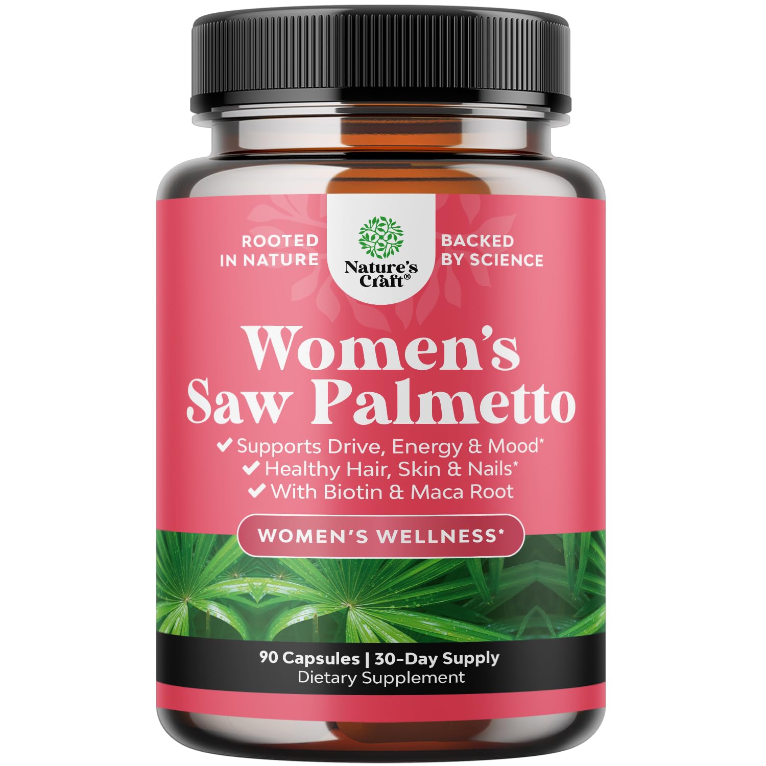 Saw Palmetto for Women - Hair Support - 90 Capsules | Hair Growth Support for Women - 500mg Saw Palmetto Capsules w Biotin - Bamboo Extract & Maca Root for Hair Health - 90 ct