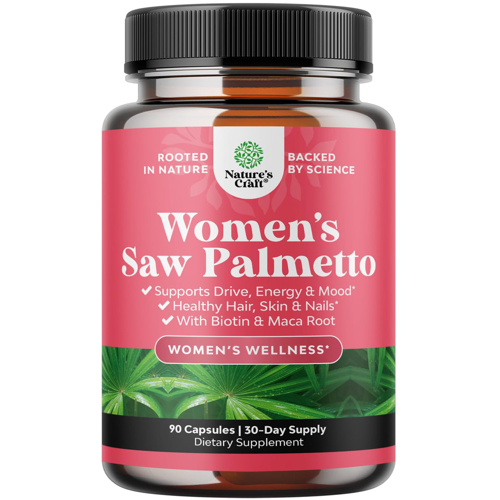Saw Palmetto for Women - Hair Support - 90 Capsules | Hair Growth Support for Women - 500mg Saw Palmetto Capsules w Biotin - Bamboo Extract & Maca Root for Hair Health - 90 ct