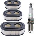 3-Pack 593260 Air Filters with 491055 Spark Plug, Lawn Mower Air Cleaner Replacement Filters for 550E 500EX 550EX 625 575EX Series Engine, with Lawn Mower Spark Plug Rc12yc 491055T