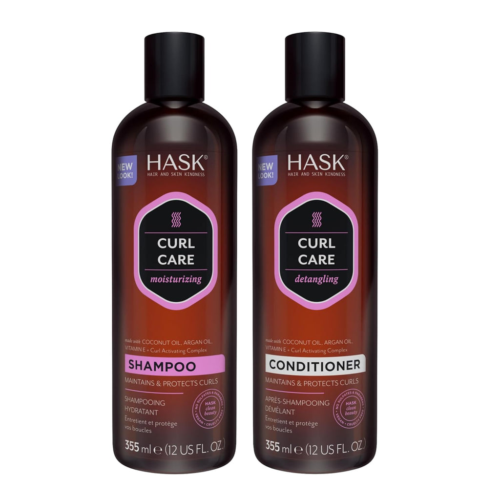 Buy now HASK Curl Care Shampoo + Conditioner Set with Coconut and Argan Oil | For Curly Hair, Sulfate-Free, Paraben-Free, Gluten-Free, Vegan, Cruelty-Free, Color Safe | 12oz each Default at indiglob india