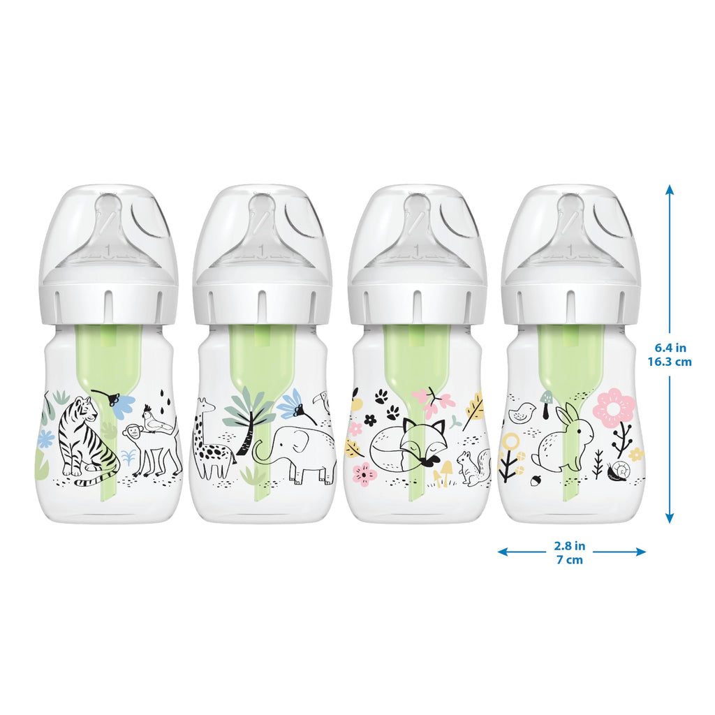 Dr. Brown's Anti-Colic Options+ Wide-Neck Baby Bottles, Forest, 2-Pack