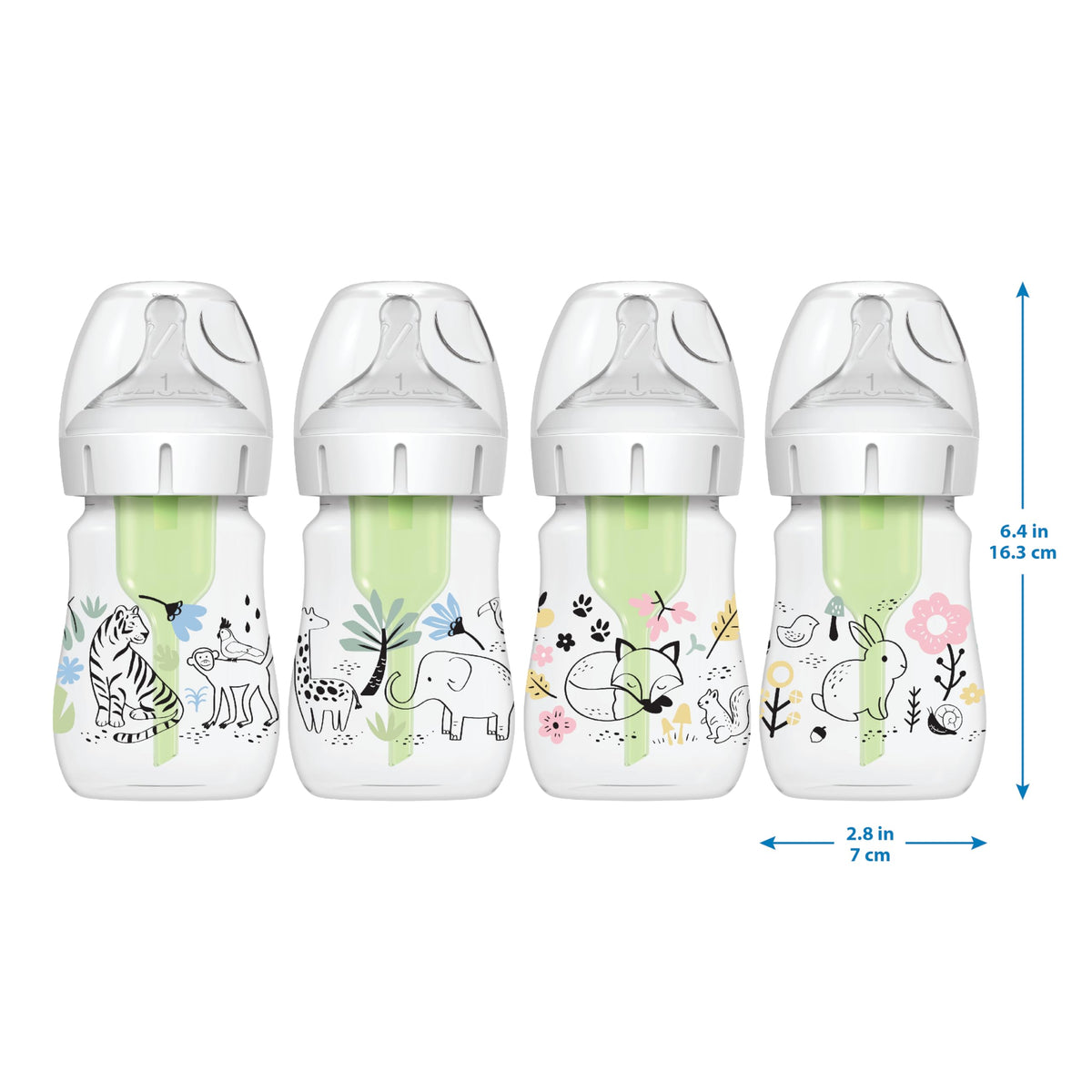 Dr. Brown's Anti-Colic Options+ Wide-Neck Baby Bottles, Forest, 2-Pack