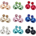 Buy now AHIER 9 Pairs Bling Rhinestone Polymer Clay Studs Pearl Button Earrings, Double Ball Earring, Jewelry Piercing Ear Ring Default at indiglob india