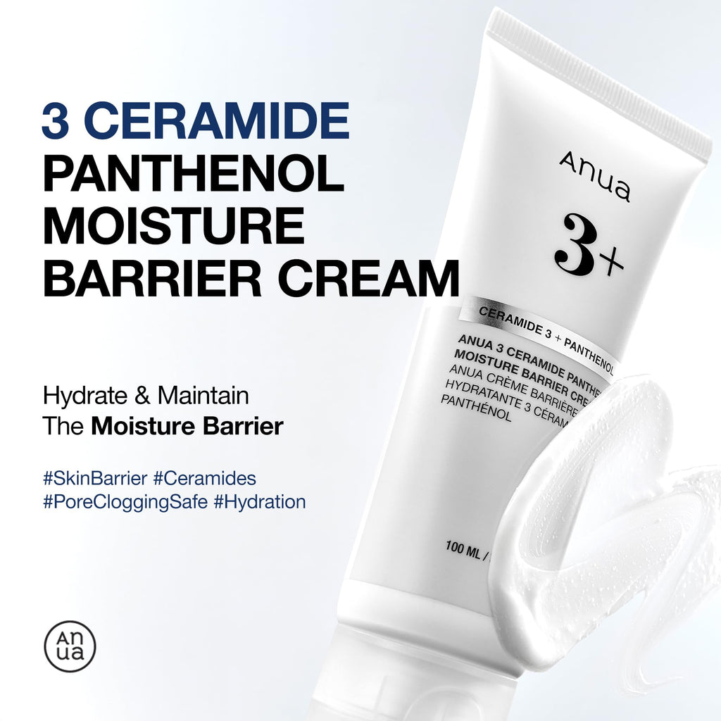 ANUA 3 Ceramide Panthenol Moisture Barrier Cream, 3.38 fl oz | Hydrating Daily Face Moisturizer for All Skin Types, Soothing, Non Comedogenic, with Centella for Skin Barrier