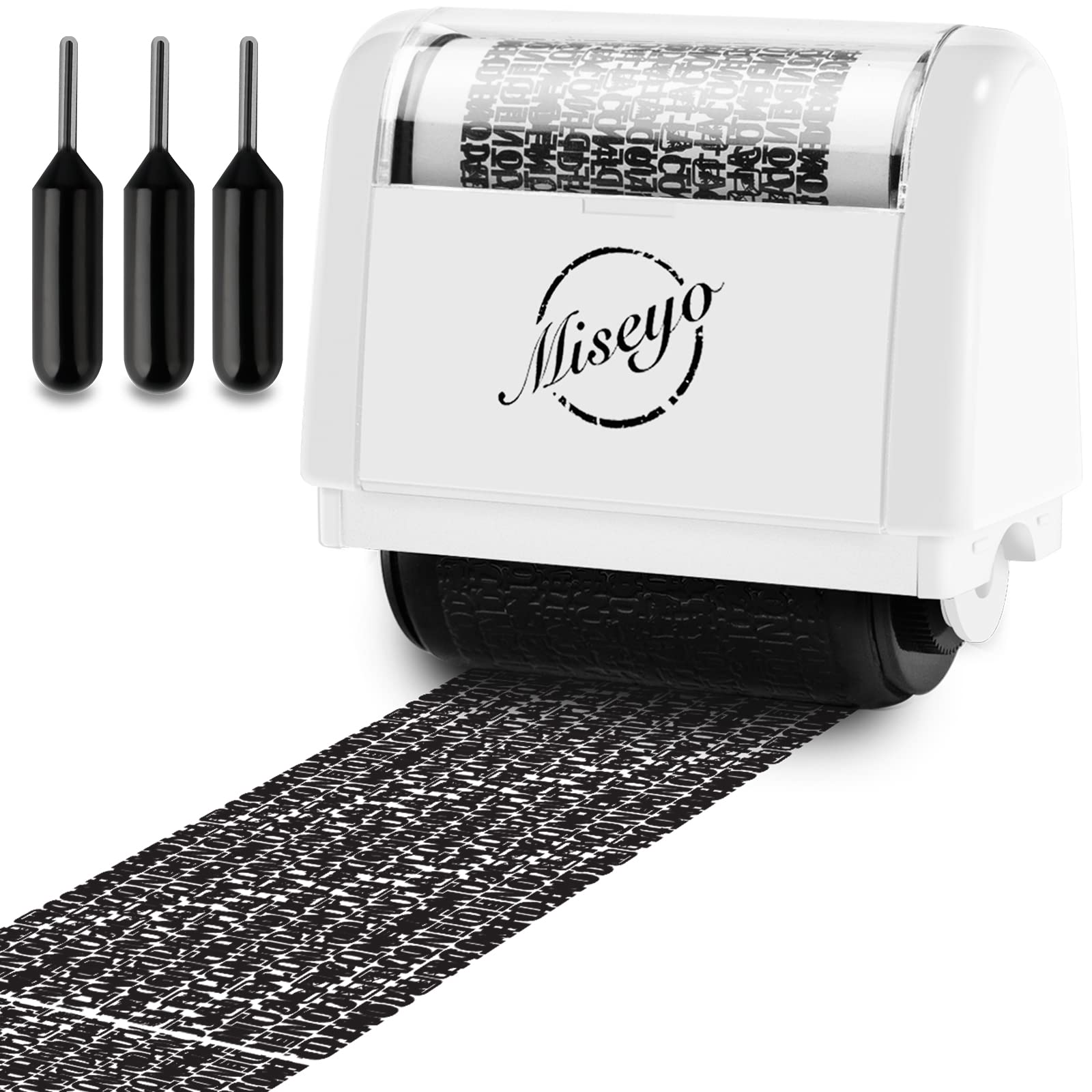 Buy now Miseyo Wide Identity Theft Protection Roller Stamp Set - Yellow (3 Refill Ink Included) White Stamp+3 Refills at indiglob india