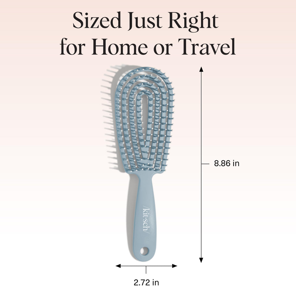 Kitsch Flexi Flow Detangler Brush, Hair Brushes For Women - Haze Blue | Brush Detangler for Women, Men & Kids, Curly Hair Brush w/ Bendable Frame, Bounce Curl Defining Brush for Wet or Dry Strands