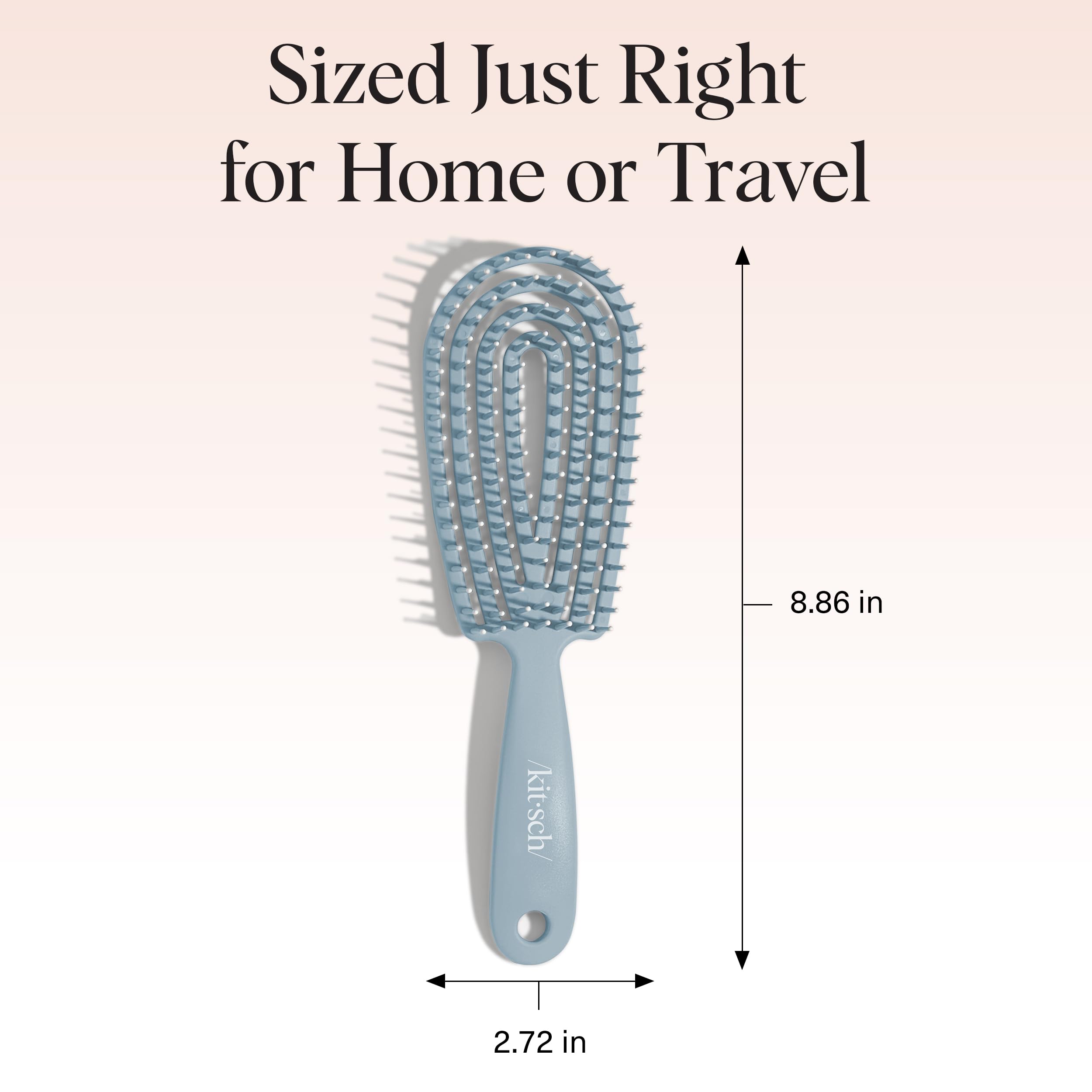 Kitsch Flexi Flow Detangler Brush, Hair Brushes For Women - Haze Blue | Brush Detangler for Women, Men & Kids, Curly Hair Brush w/ Bendable Frame, Bounce Curl Defining Brush for Wet or Dry Strands