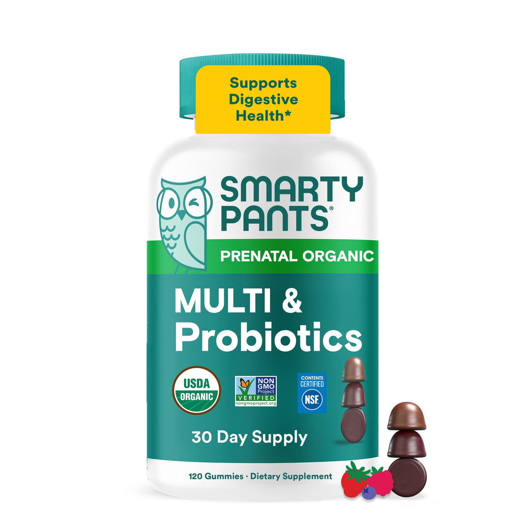 SmartyPants Organic Prenatal Vitamins for Women, Multivitamin Gummies: Biotin, Methylfolate, Omega 3 (ALA), Vitamin D3, C, Vitamin B12, B6, A, K2 & Zinc, Choline, Vegetarian, 120 Count (30 Day Supply)