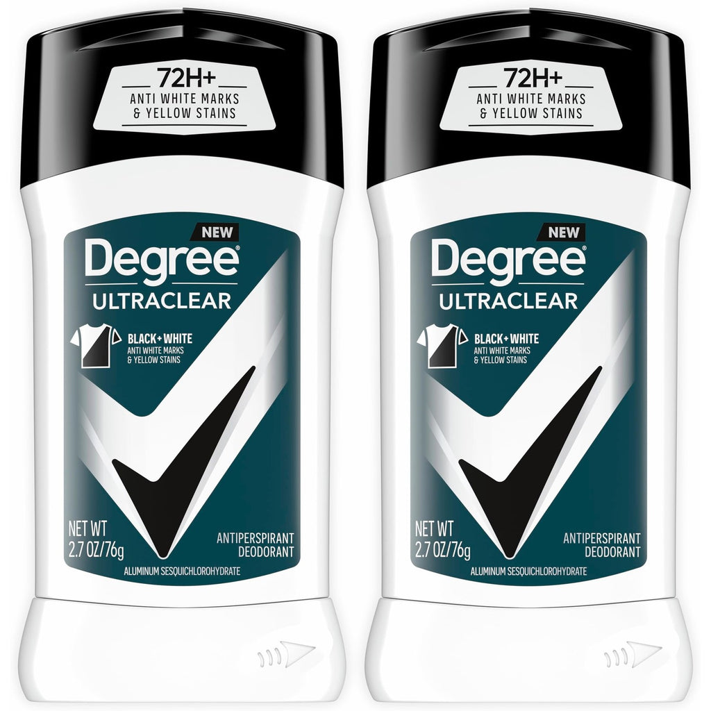 Degree Men UltraClear Antiperspirant Deodorant Black+White 2 Count 72-Hour Sweat & Odor Protection Antiperspirant For Men With MotionSense Technology 2.7 oz