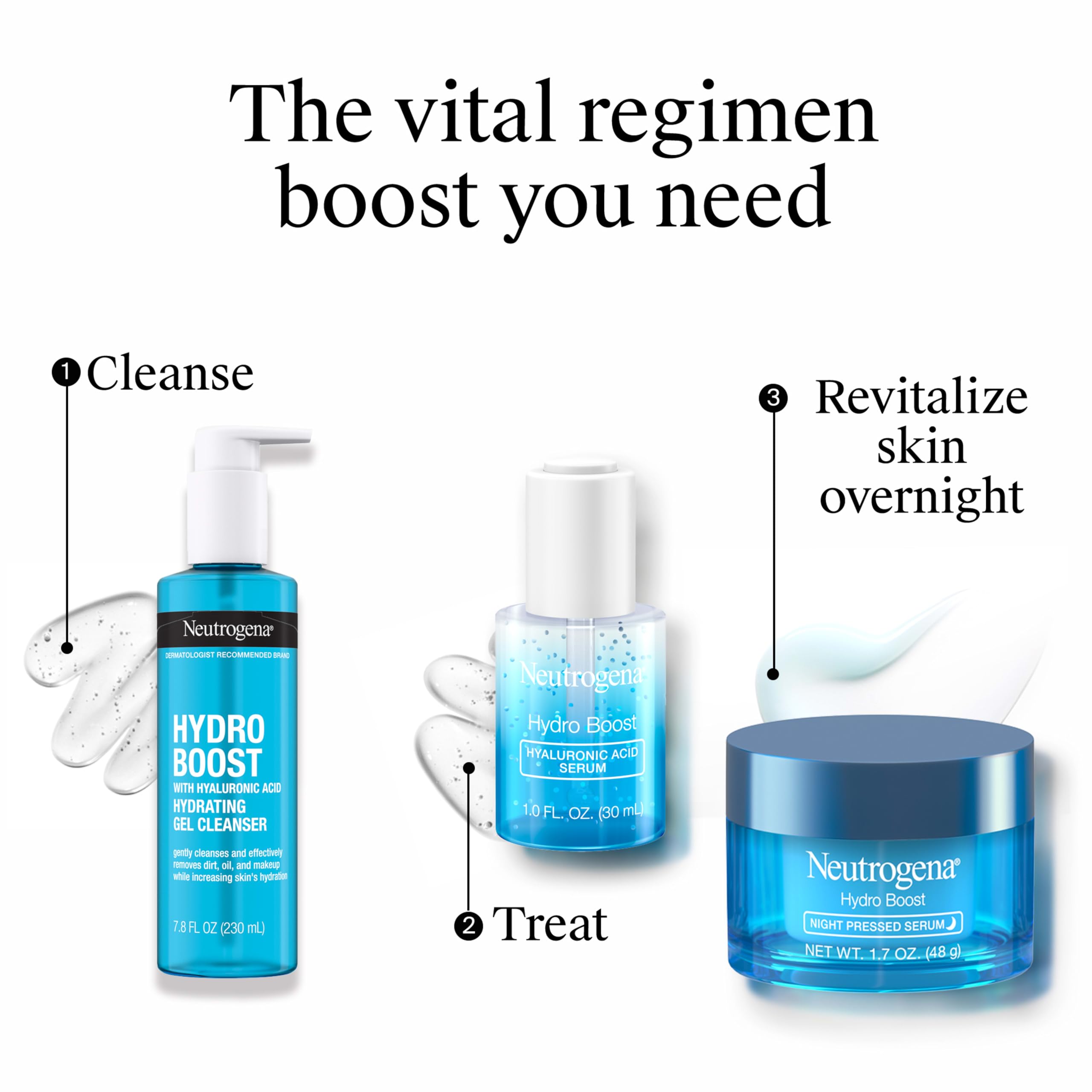 Neutrogena Hydro Boost Night Pressed Serum, 1.7 oz | Hyaluronic Acid & Antioxidants, Hydrating Face Moisturizer, Restores & Revitalizes Skin Overnight, Normal to Extra Dry Skin