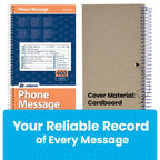 Adams Phone Message Book, 5.25 x 11 Inch, Spiral Bound, 2-Part, Carbonless, 4 Messages per Page, 400 Sets, 2-Pack, White and Canary (S1154-2D)