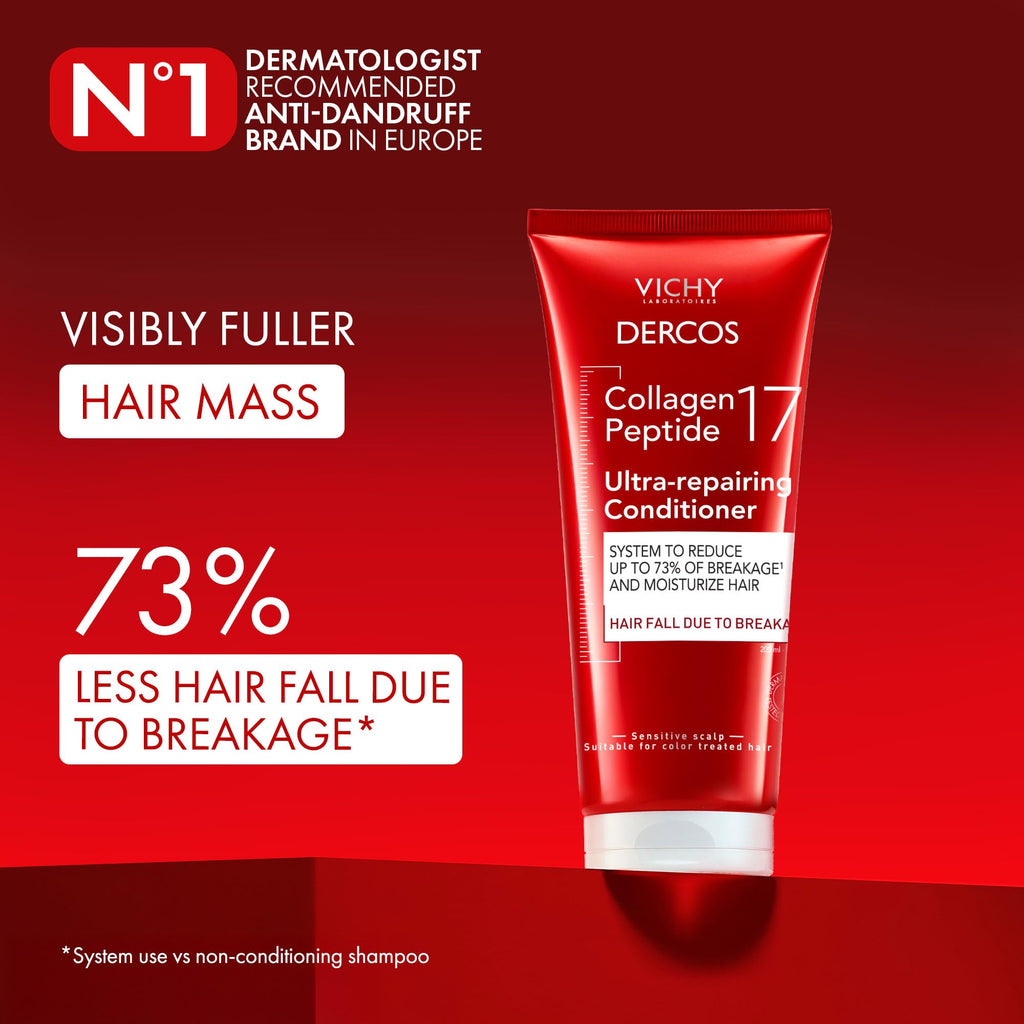 Dercos Vichy Collagen Peptide 17 Deep Conditioner for Damaged Hair, 6.76oz
