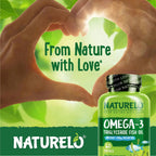 NATURELO Burpless Omega 3 Fish Oil Supplement, 1100mg, 60 Softgels | Triglyceride omega-3, omega 3 DHA EPA, liquid fish oil, 2 months supply