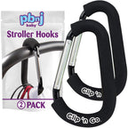 PBnJ Baby Stroller Hooks, Large Carabiner Clip, Diaper Bag Purse, 2 Pack