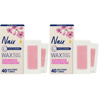 Nair Hair Remover Wax Ready Strips, Face and Bikini, 40 Count | Upper Lip, Chin & Cheek, Hair Removal, Dermatologist Tested, All Skin Type, Orchid and Cherry Blossom Extracts, Soft Skin