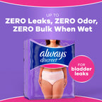 Always Discreet Adult Diapers for Women, Incontinence Underwear, Postpartum Essentials, Disposable Briefs, Max Absorbency, Bladder Leak Protection, Large, 17ct