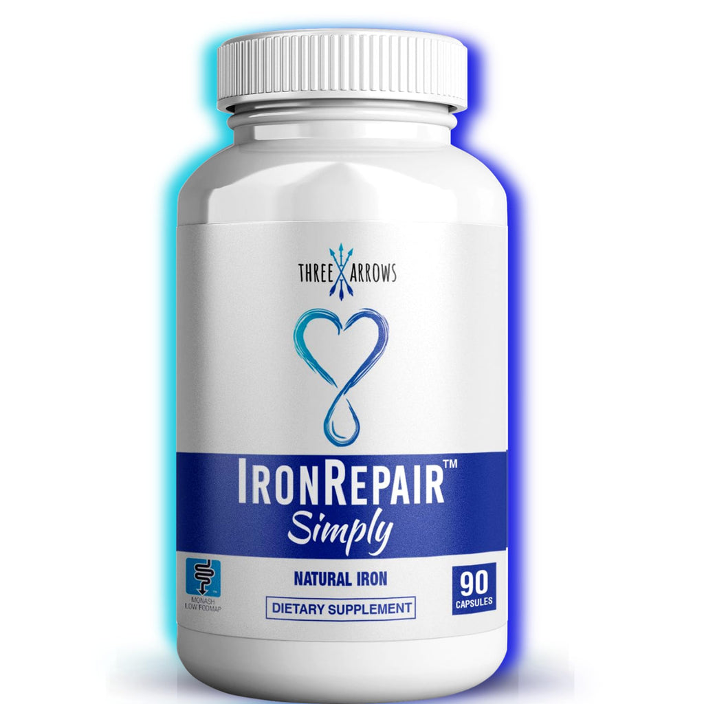 Iron Repair Simply Natural Iron Supplement for Women Men Teens, 90 Capsules | Best absorption, gentle on stomach, Monash Low FODMAP, supports raise Hemoglobin & Ferritin for women, men, teens & pregnancy