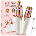 Facial Hair Removal for Women,2 in 1 Electric Hair Removal Device for Chin Upper Lip Peach Fuzz & Rechargeable Eyebrow Trimmer with LED Light for Precise Shaping