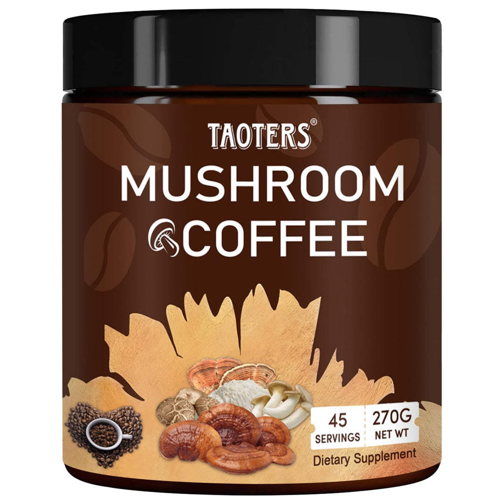 Mushroom Coffee | Enhanced Focus, Boosted Immunity, Improved Energy | 6 Adaptogenic Mushrooms: Cordyceps, Reishi, King Trumpet, Shiitake, Lion's Mane & Turkey Tail | 30 Servings