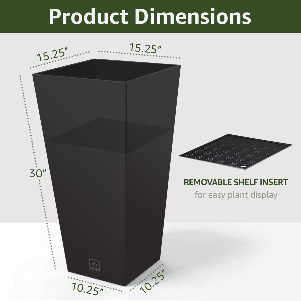 Tall Outdoor Planter 30 Inch 2-Pack, Tapered Design with Drainage Holes
