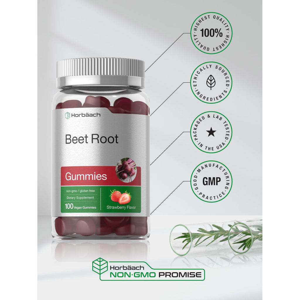 Horbäach Beet Root Gummies | Advanced Formula | 100 Count