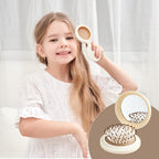 Premium imported RHOS folding brush with mirror, perfect for women on-the-go. Ideal for effortless styling and touch-ups.