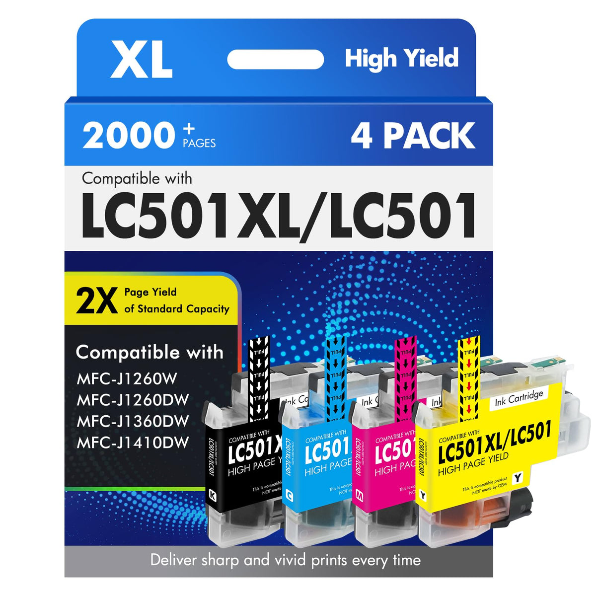 LC501XL LC501 MFC-J1360DW Ink Cartridges for Brother Printer LC 501 XL