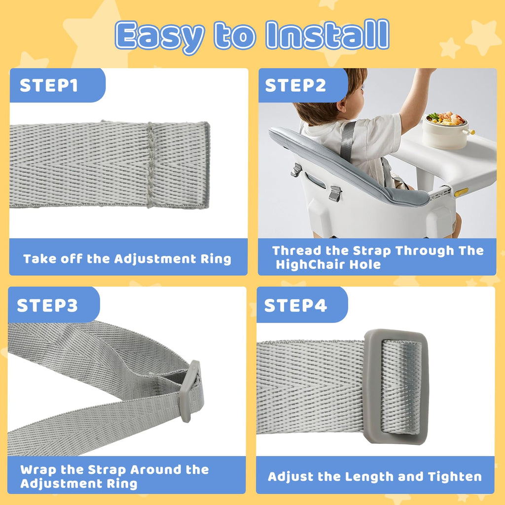 High Chair Straps Replacement Compatible with Graco Highchairs, Replacement Harness Straps for Most 5 Point High Chairs, Adjustable Universal High Chair Belt