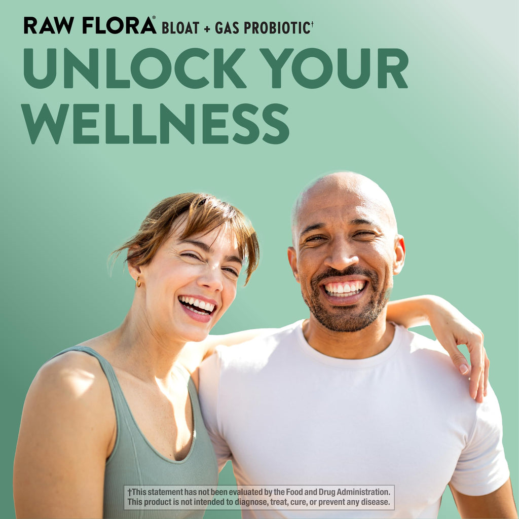 Raw Flora Bloat and Gas Probiotic for Women & Men | 60 Capsules
