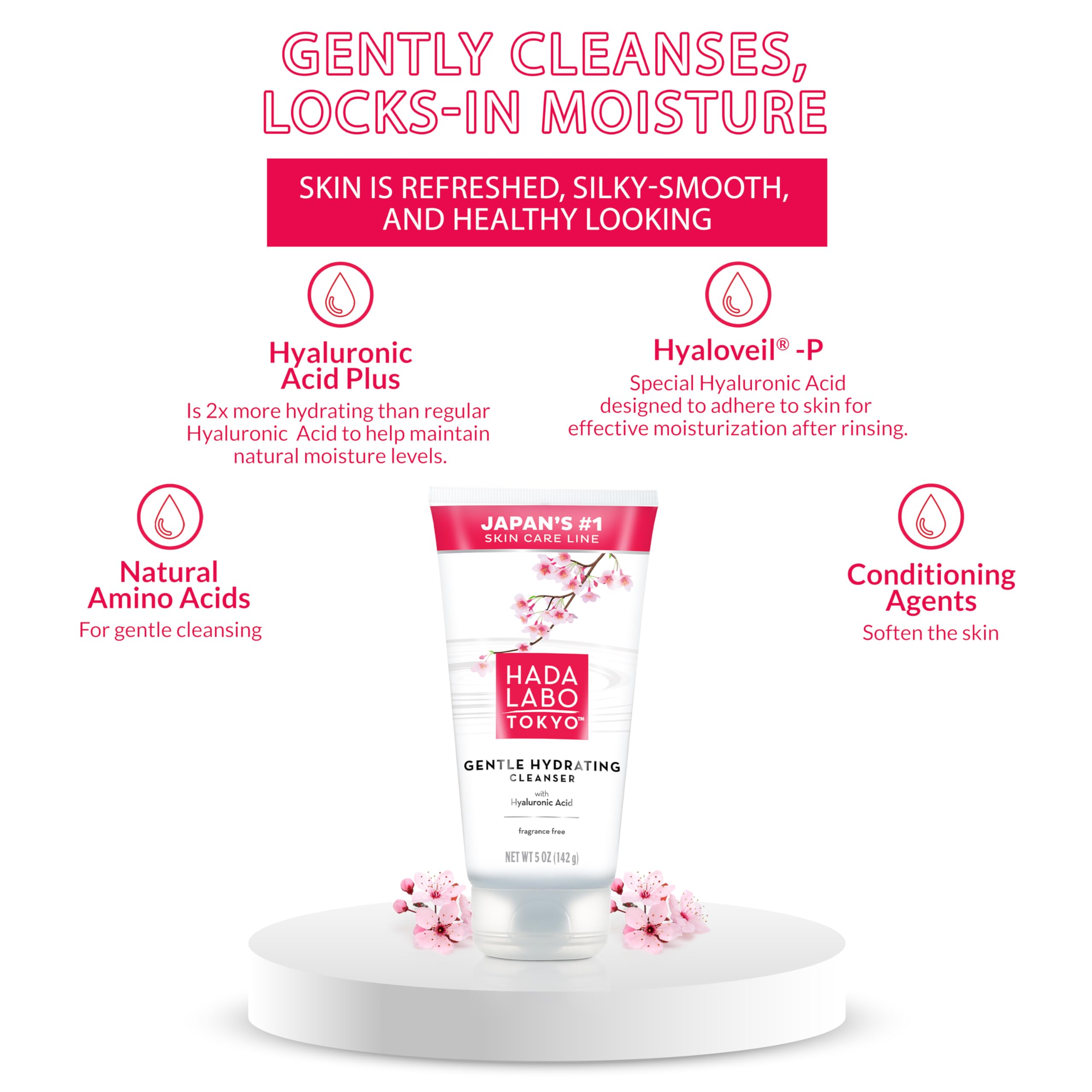 Buy now Hada Labo Tokyo Gentle Hydrating Foaming Facial Cleanser, Fragrance-Free Sensitive Skin Face Wash with Hyaluronic Acid and Conditioning Agents Soften Skin, Locks In Moisture, 5.0 Oz at indiglob india